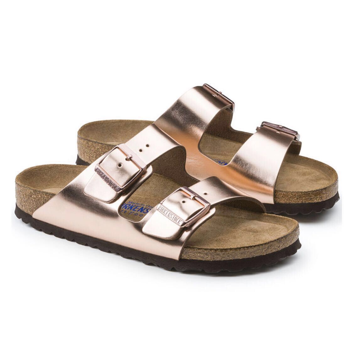 Birkenstock arizona natural leather metallic copper clearance