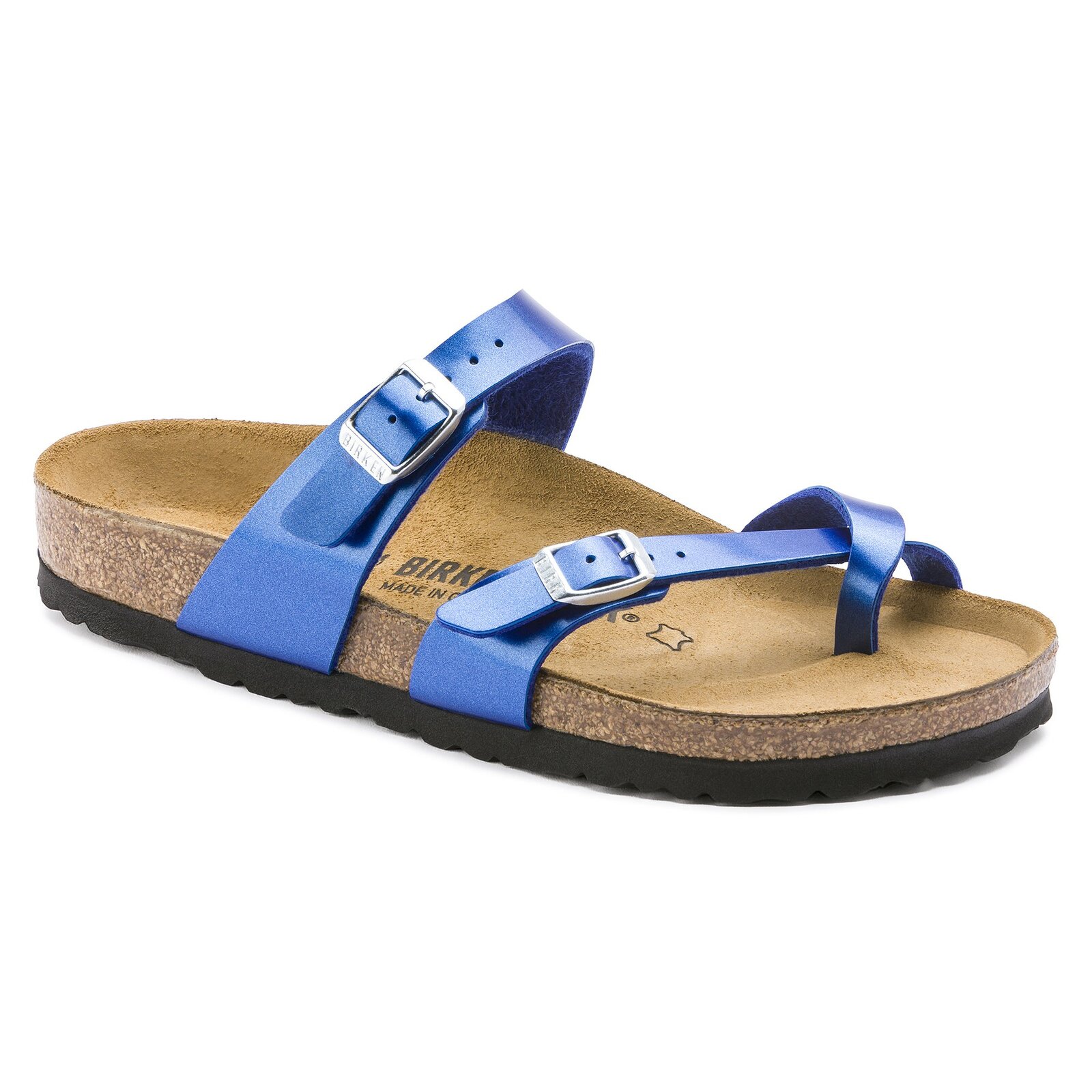 birkenstock arizona electric metallic ocean